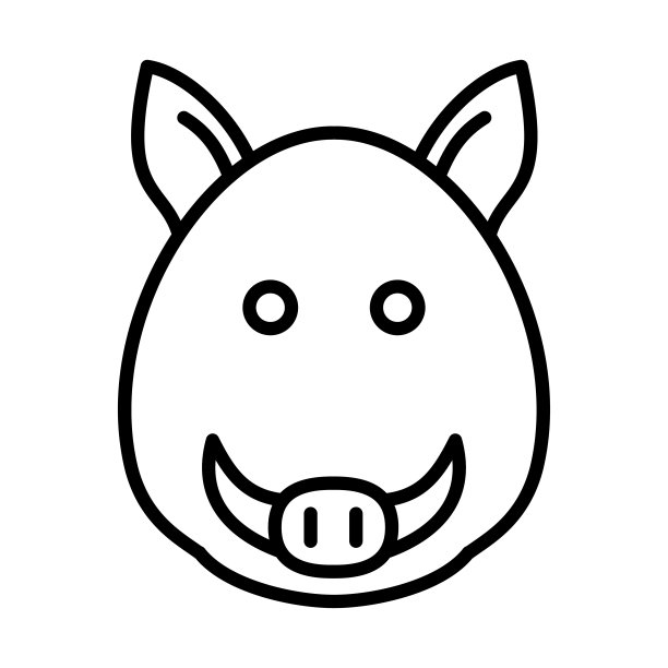 野猪，野猪脸图标标志设计矢量模板插图标志和符号像素完美图片下载