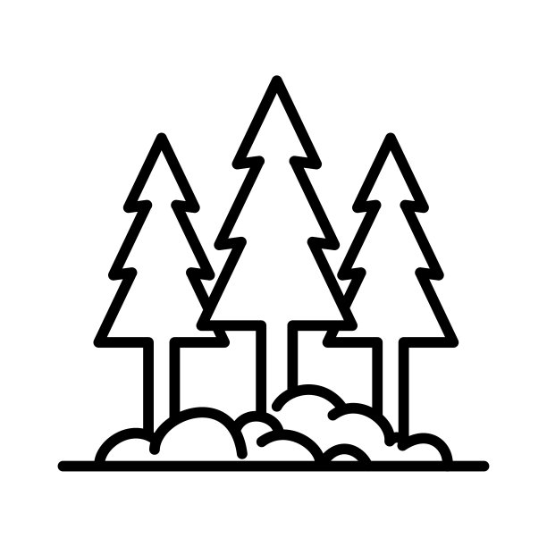 森林图标标志设计矢量模板插图标志和符号像素完美图片下载