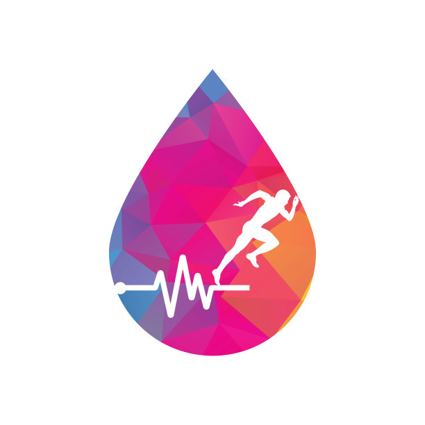 脉冲马拉松下降形状概念标志设计图标矢量。图片下载