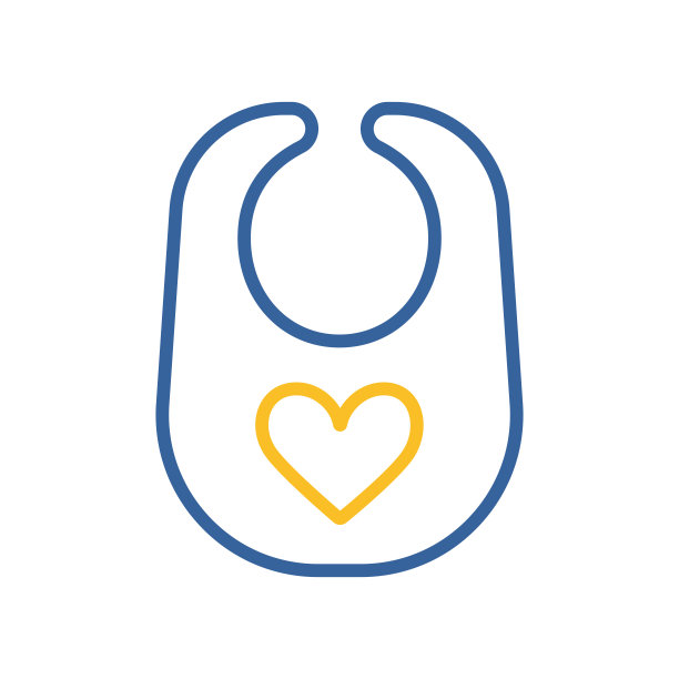 婴儿围兜设计矢量平面图标图片下载