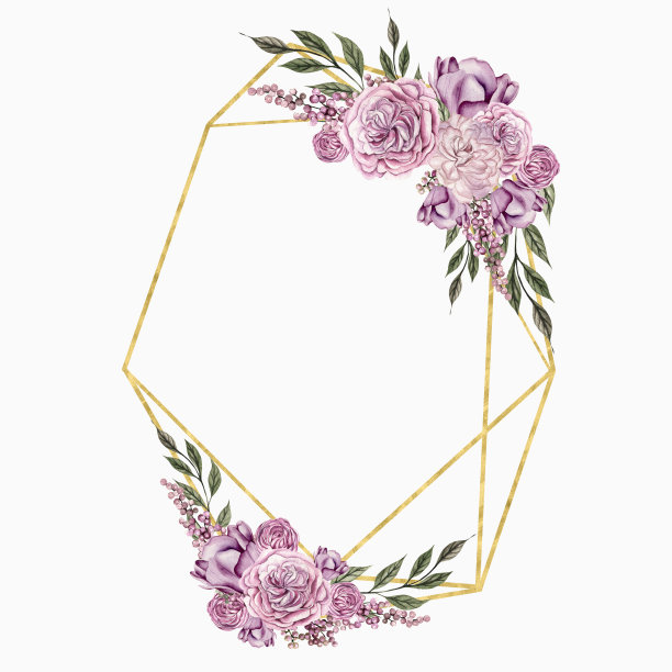 花樱花和玫瑰，绿叶。花的婚礼花环。水彩图片下载