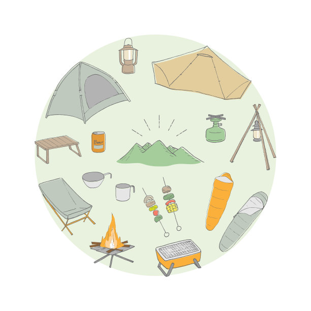 野营装备的圆形设计图片下载