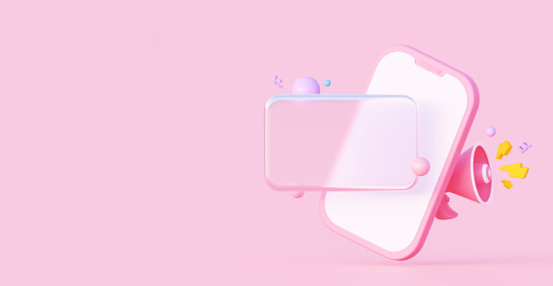 带有电话和扬声器的透明3d礼品卡。节日背景宣布促销和祝贺。3 d渲染。图片下载