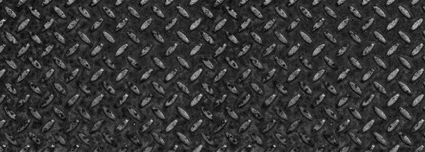 胎面板，方格板，菱形板。工业背景纹理的宽深色金属片有规则的图案。生锈的黑色钢表面与复制空间。图片下载