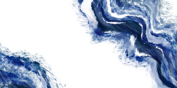 抽象插图在白色背景与海洋概念的动态曲线和飞溅，蓝色波浪横幅与文字空间图片下载