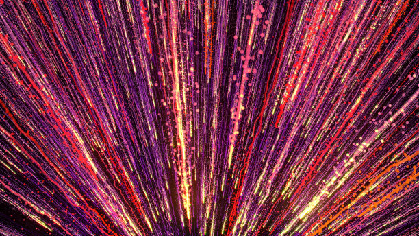 明亮的彩色粒子的3D渲染用能量和光的喷射填充空间图片下载