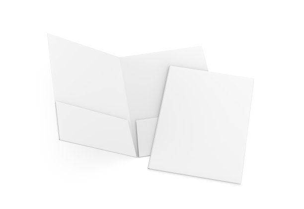 空白白色加强的A4单口袋文件夹目录在灰色背景上模拟。3 d渲染。图片下载