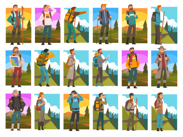 背着背包的男子旅行者或探险者图片下载