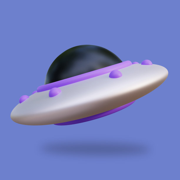 飞行UFO 3D插图。高度渲染的外星飞船3D插图，适合登陆页面或移动应用程序设计图片下载