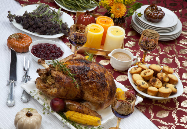 传统的感恩节秋季烤火鸡图片下载