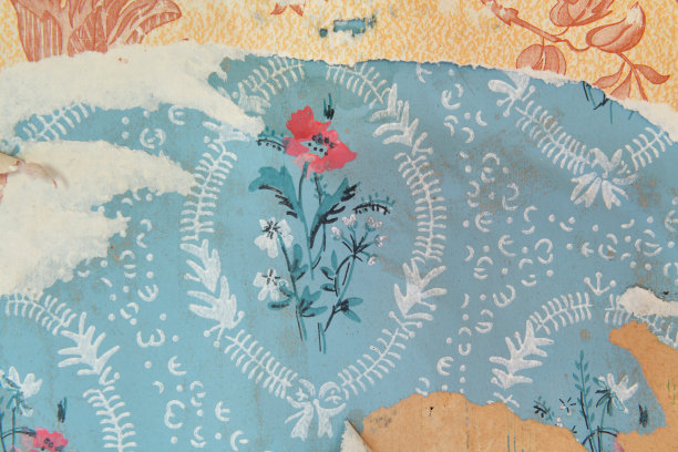 墙上的旧墙纸。旧墙纸的纹理或背景。图片下载