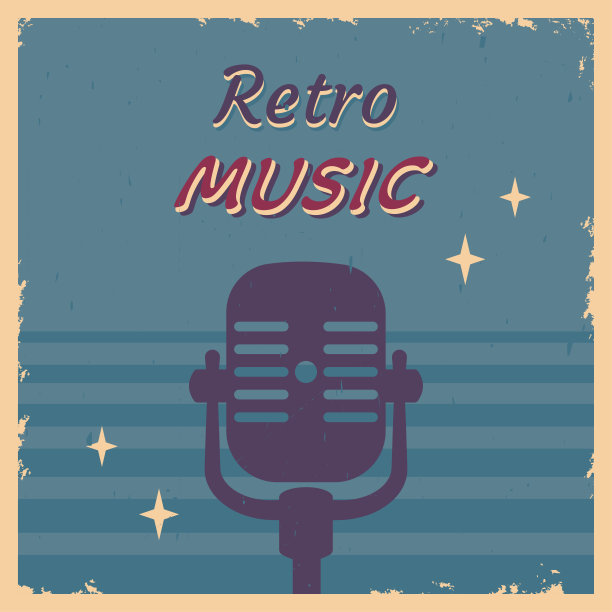 音乐派对的复古模板。声音的节日生活。复古背景与旧麦克风，文本，格兰奇纹理。20世纪80年代和70年代的事件广告。矢量插图的横幅，传单，迪斯科派对，节日，邀请。图片下载