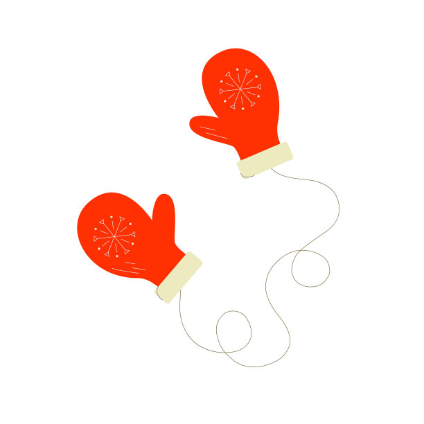 一双红色的冬季针织手套，上面有雪花。矢量插图。温暖的露指手套图标。带手套的圣诞贺卡。图片下载