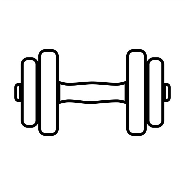 哑铃图标。平面设计。黑色的轮廓。孤立的哑铃图标。健身器材。矢量图。图片下载