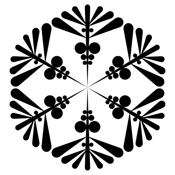 矢量画的雪花，一个六角星在白色的背景图片下载