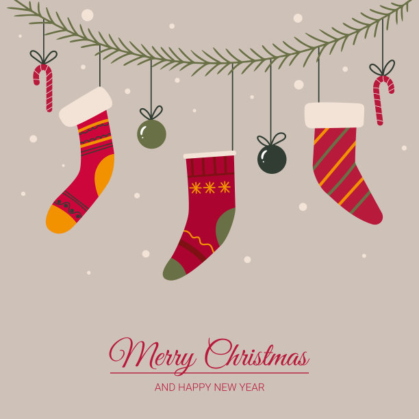 短信圣诞快乐新年快乐圣诞装饰球和棒棒糖挂图片下载