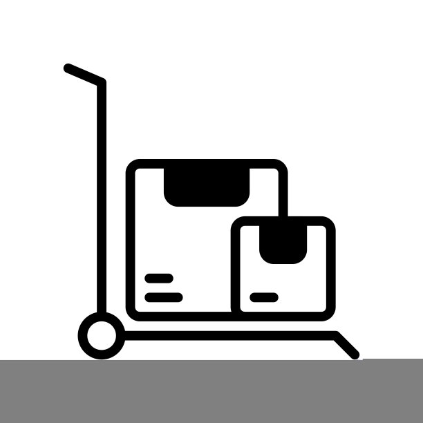 手推车图标，把沉重的货物运送到目的地。图片下载