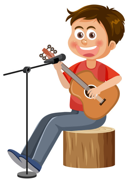弹吉他的年轻歌手图片下载