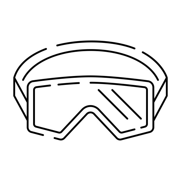 冬季旅游线路图标。雪板和木棍插图。假日或假期圣诞和新年矢量。滑雪护目镜图片下载