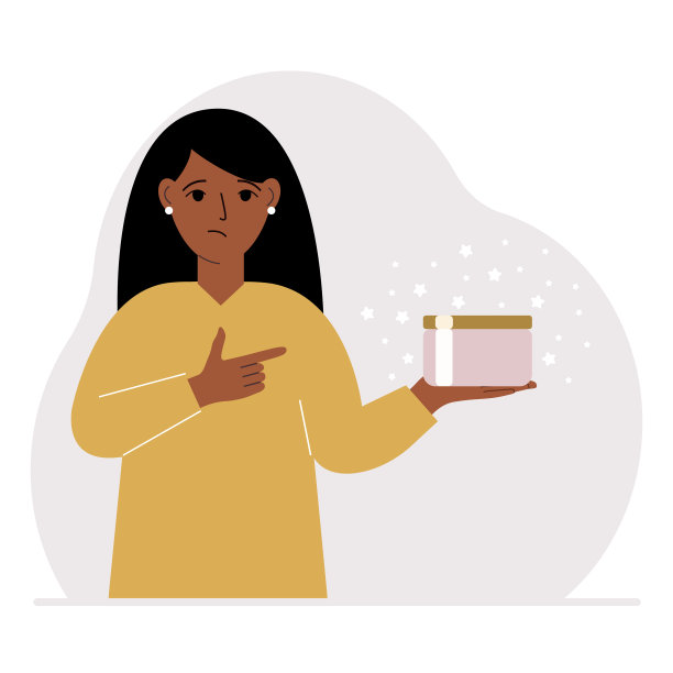 一个女人手里拿着一罐奶油。图片下载