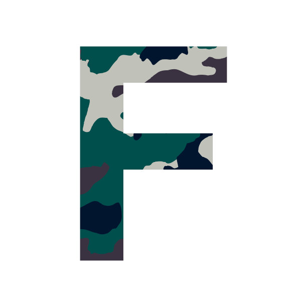 英文字母F，卡其风格孤立在白色背景-矢量图片下载