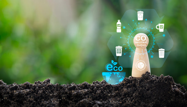 碳足迹评估。ISO LCA标准，旨在限制气候变化。不断增长的可持续性。生命周期评估概念。评估价值链产品对环境的影响。图片下载