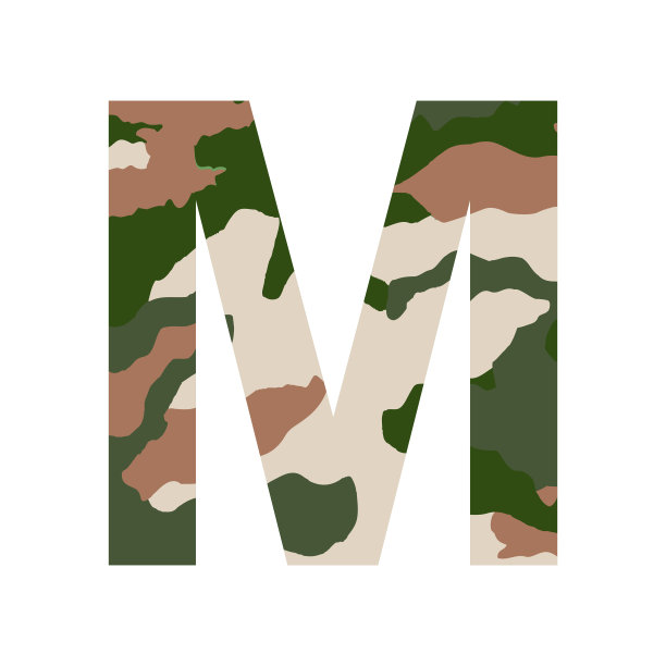 英文字母M，卡其风格孤立在白色背景-矢量图片下载