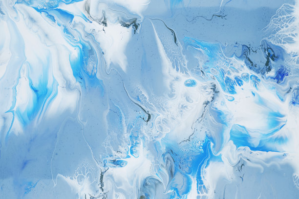 蓝、白两色抽象手绘的流体艺术质感图片下载