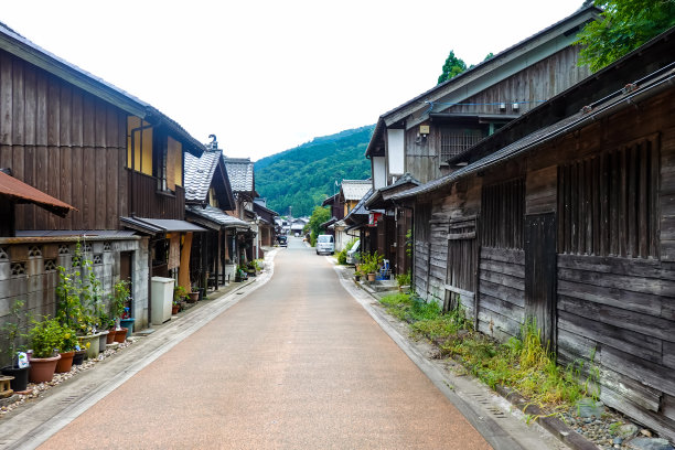 Wakasa Saba Kaido上熊川塾的传统城镇景观图片下载
