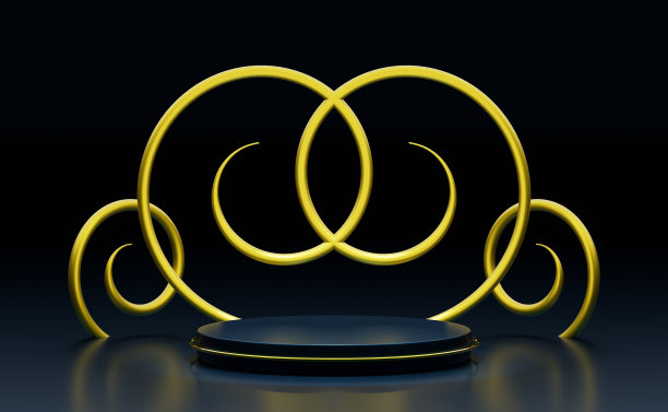 讲台空的几何形状在蓝色组成的现代舞台展示和极简主义的模型，抽象的橱窗背景，概念3d插图或3d渲染图片下载