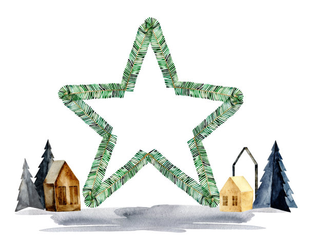 圣诞节水彩插图图片下载