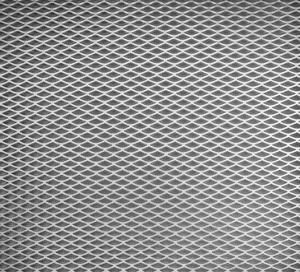 黑色和白色的金属网格纹理与对角细胞图片下载