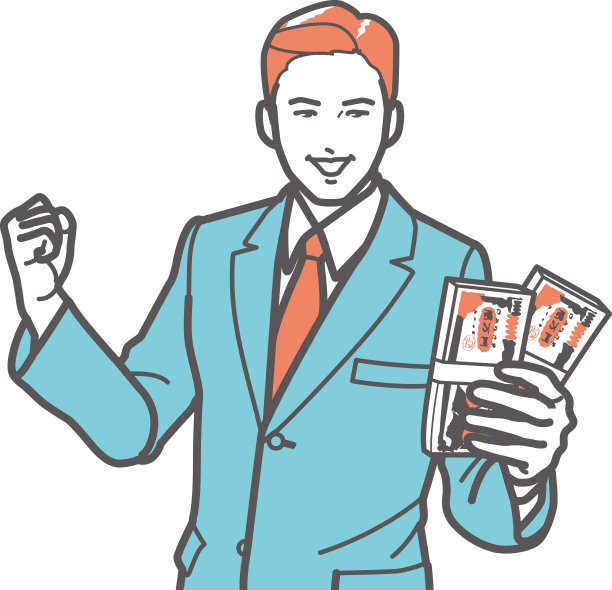 一个商人拿着一叠现金，摆出一个正面的姿势。图片下载