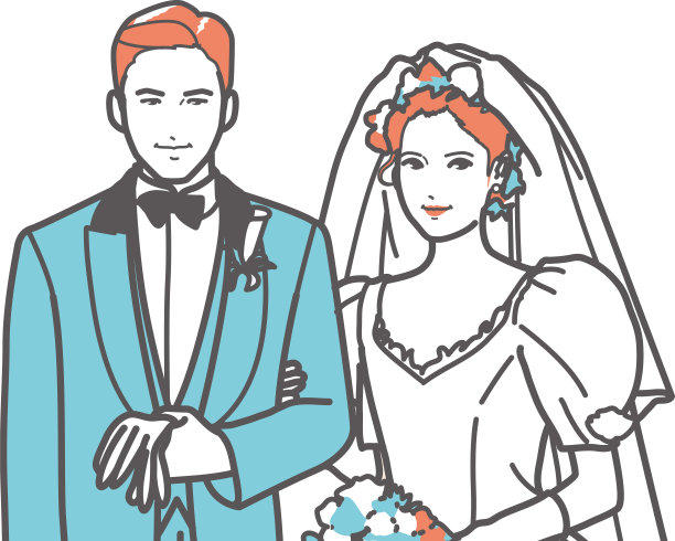 新郎新娘在婚礼上穿蓬松袖婚纱。图片下载