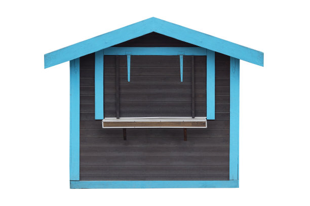 封闭的购物亭孤立在白色背景图片下载