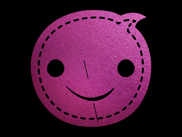 粉红色的笑脸在黑色背景表情图片下载