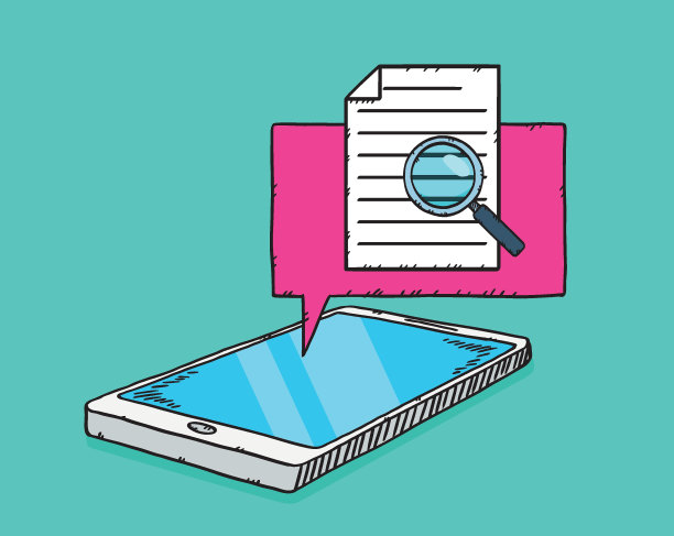 说明在电话上接收消息并检查其内容。手绘矢量图像。图片下载