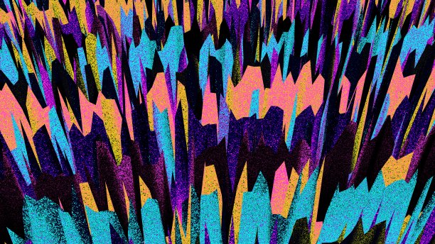 复古的抽象背景。色彩斑斓的噪音。时髦的墙纸。多色。尖锐的形状。激烈。充满活力的颜色。未来的设计。霓虹灯。图片下载