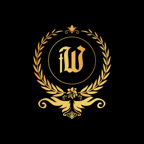 字母W装饰奢华的金色标志设计矢量插画图片下载