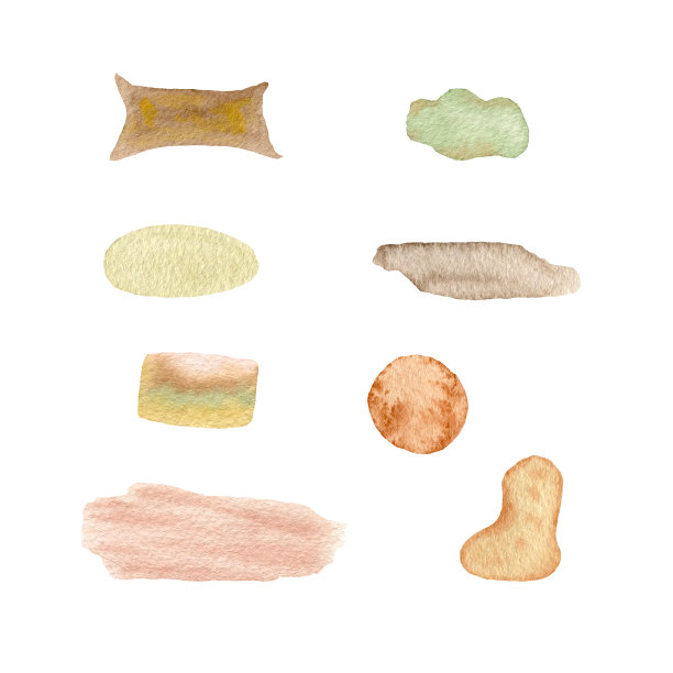 抽象水彩污渍手绘模具。秋季集水彩彩色刻字污渍。图片下载