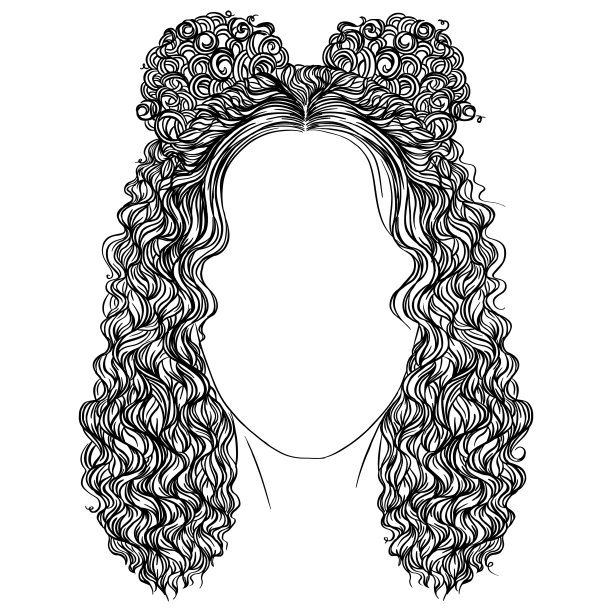 一个卷发美女的艺术素描。图片下载