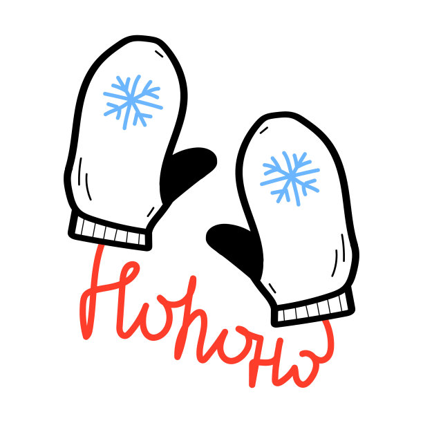 涂鸦手绘手套图标孤立在白色背景。嚯嚯嚯的写字。简单的黑色轮廓轮廓。舒适的冬季手戴。图片下载