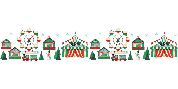 冬季游乐园花式招牌无缝边界图片下载