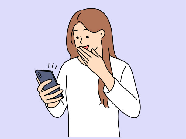 兴奋的女人惊讶于手机上的信息图片下载