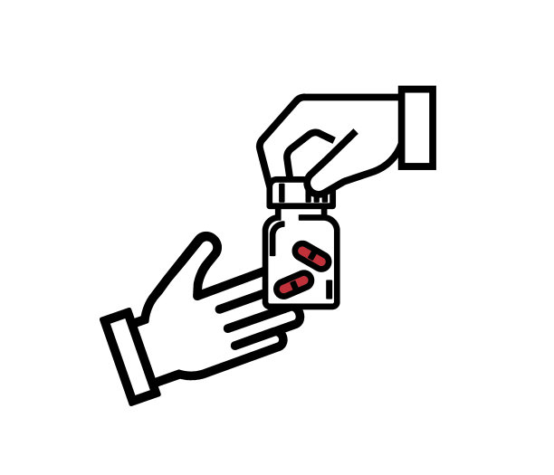 用手给药治疗。健康的概念。可编辑的矢量。图片下载