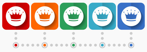 皇冠矢量图标，信息图形模板，一套平面设计符号在5种颜色的选项图片下载