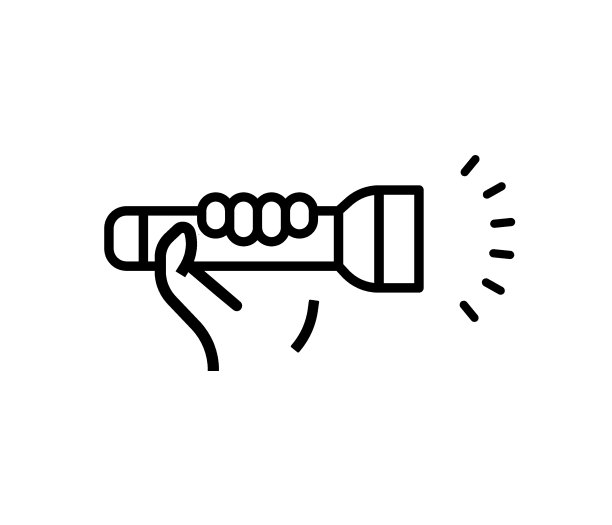 手电筒图标。孤立的白色背景。图片下载