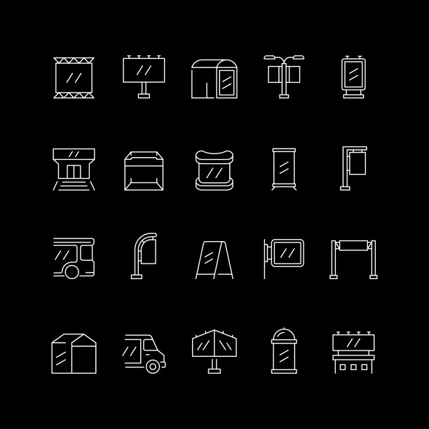 设置户外广告线图标图片下载