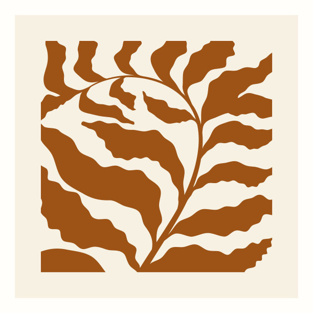 抽象的棕色方形叶子插图模板。图片下载