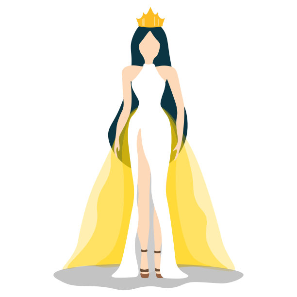 矢量插图的美丽女王在优雅的白色晚礼服在白色的背景图片下载